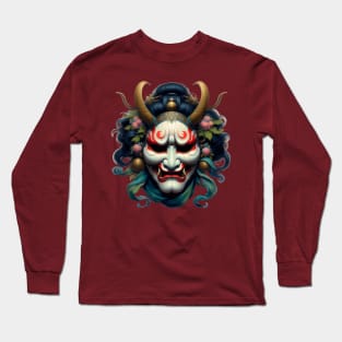 Japanese Demon Mask, Oni, Hannya Long Sleeve T-Shirt